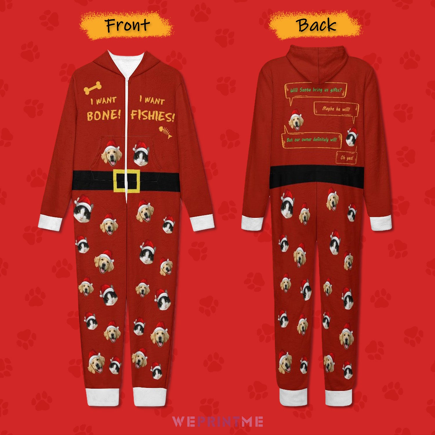 Custom Pet Face Want Gifts Kid's Flannel Onesies-Front and Back-WEPRINTME