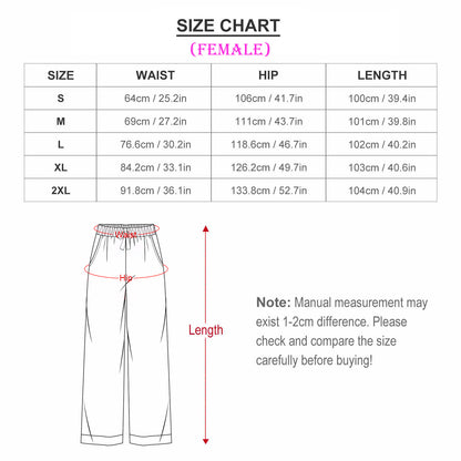 Female V-Neck Long Sleeve Pajamas Size Chart-Pants-WEPRINTME