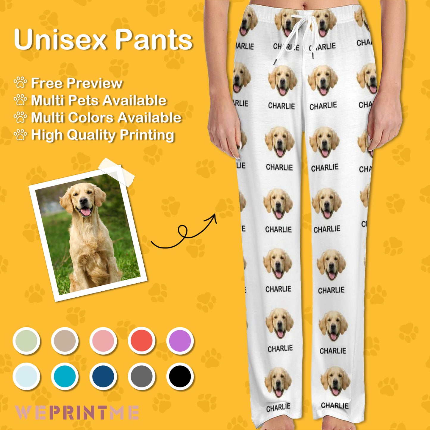 Personalized Pet Pants Multi Pets and Names Unisex Pajama Pants