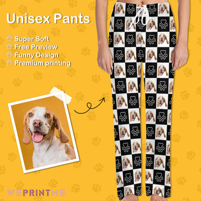 Personalized Pet Pants Black and White Pet Unisex Pajama Pants