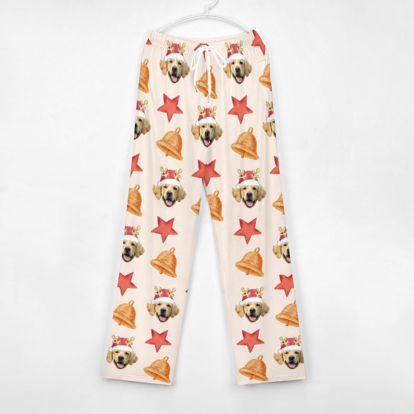 Custom Pet Face Pajama Pants Stars Christmas Pants