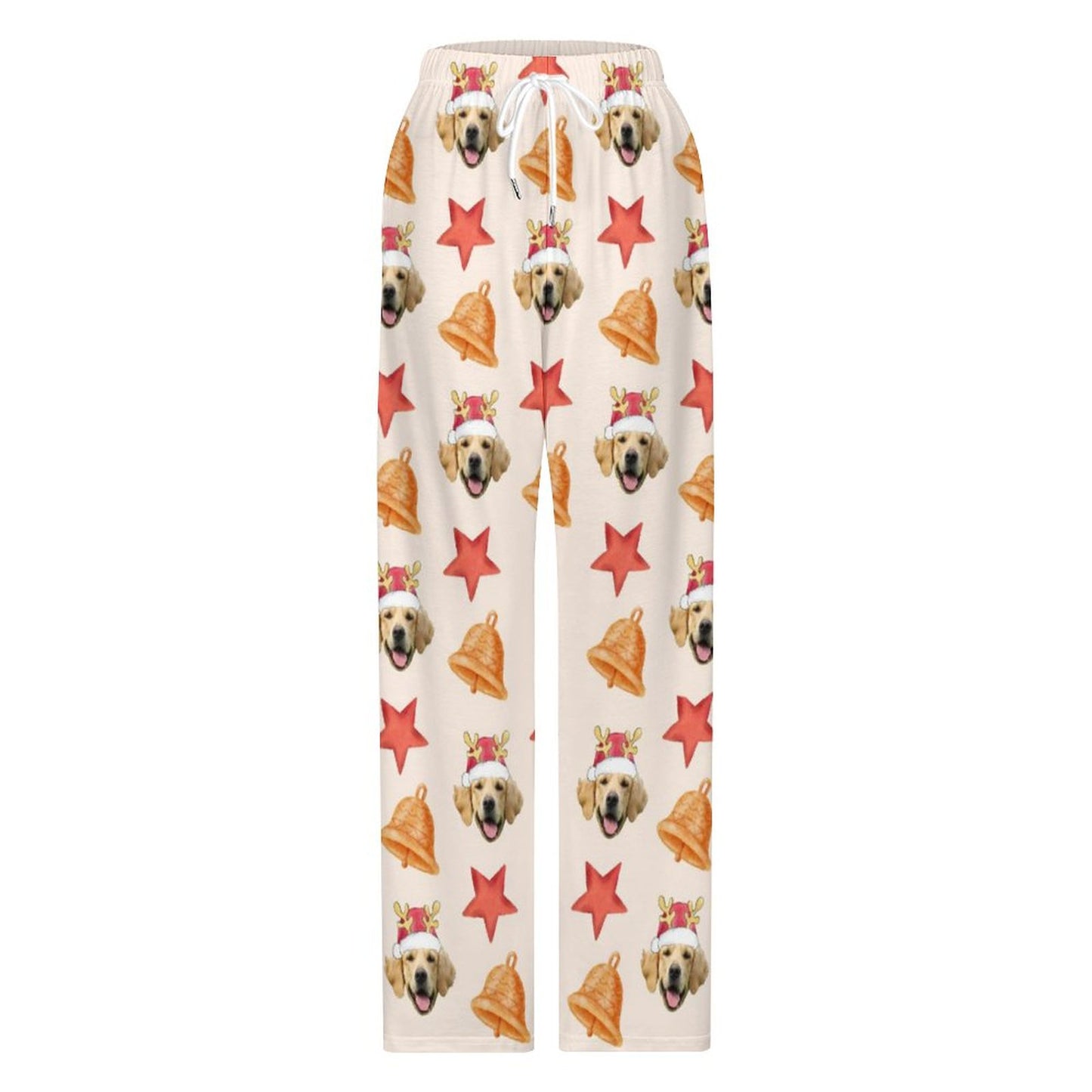 Custom Pet Face Pajama Pants Stars Christmas Pants