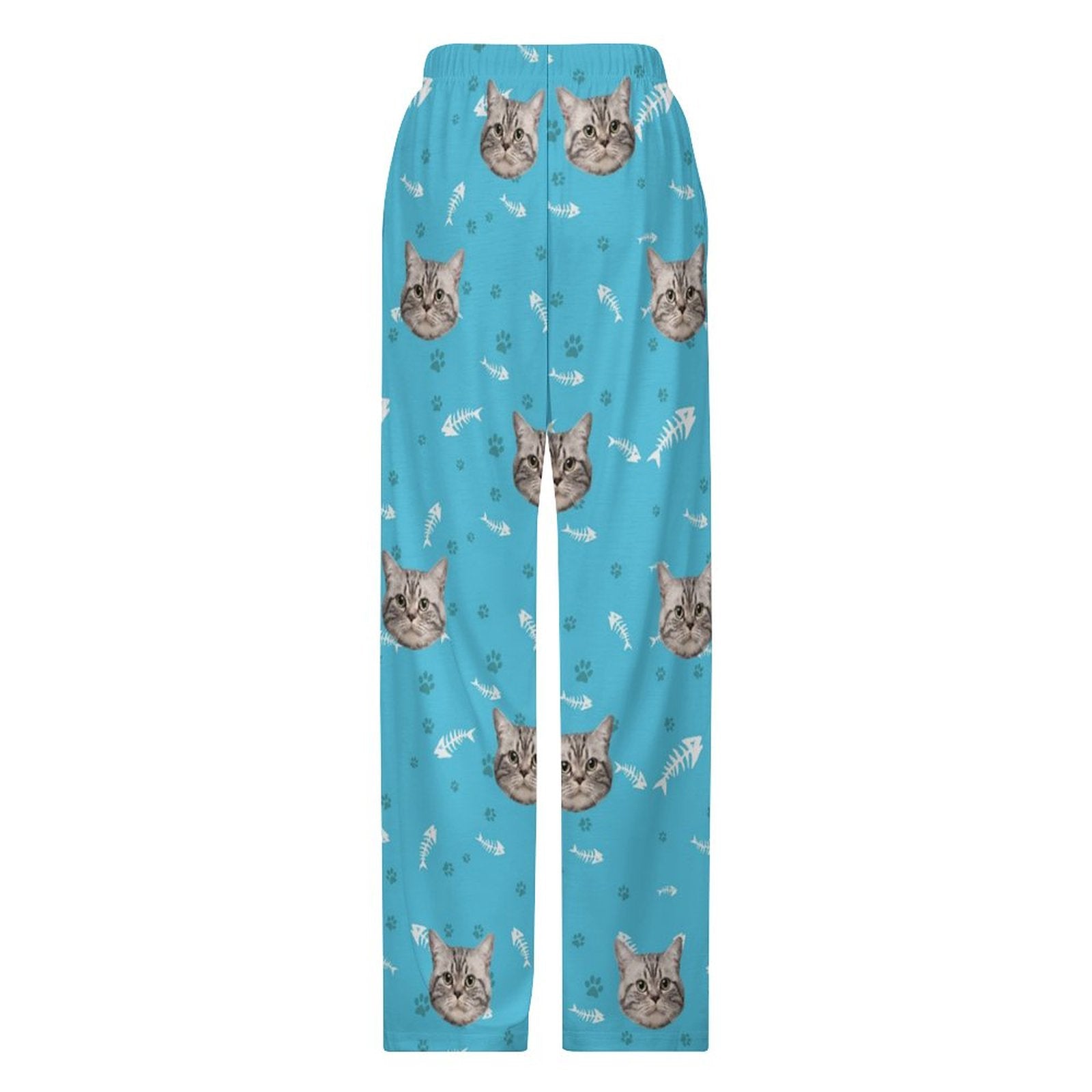 Back of Personalized Cat Pajama Pants Cats Face on Pants