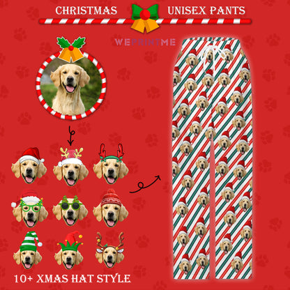 Custom Pet Pajama Pants Colorful Stripe Christmas Pants