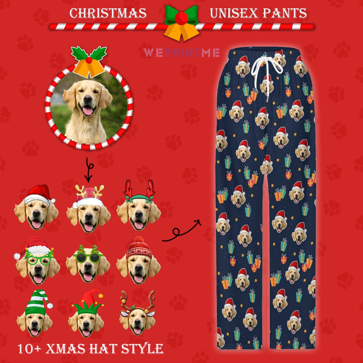 Custom Pet Face Pajama Pants Gifts Christmas Pants