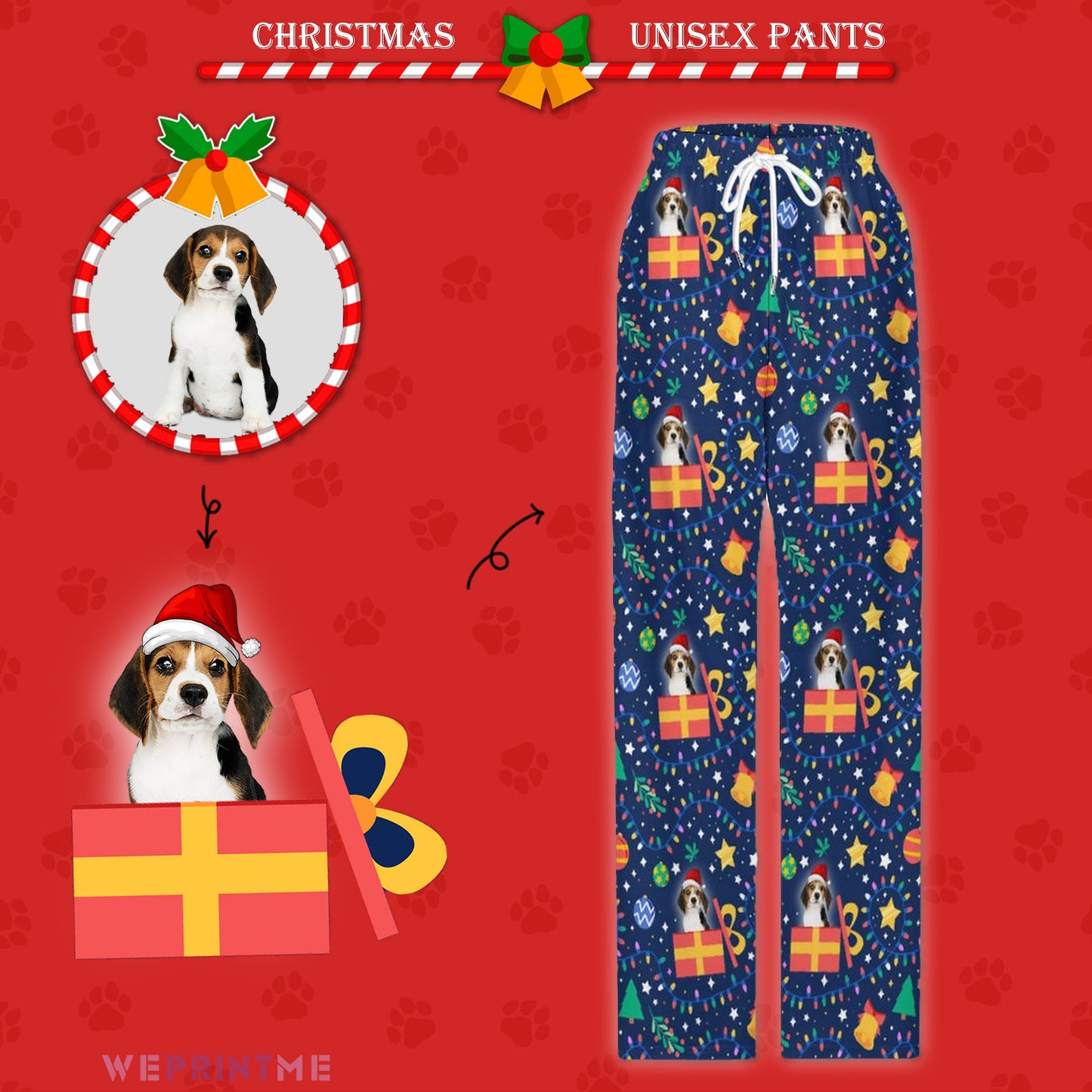 Custom Pet Face Pet in Gift Box Pajama Pants