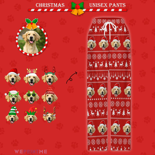 Custom Pet Face Pajama Pants Christmas Pants