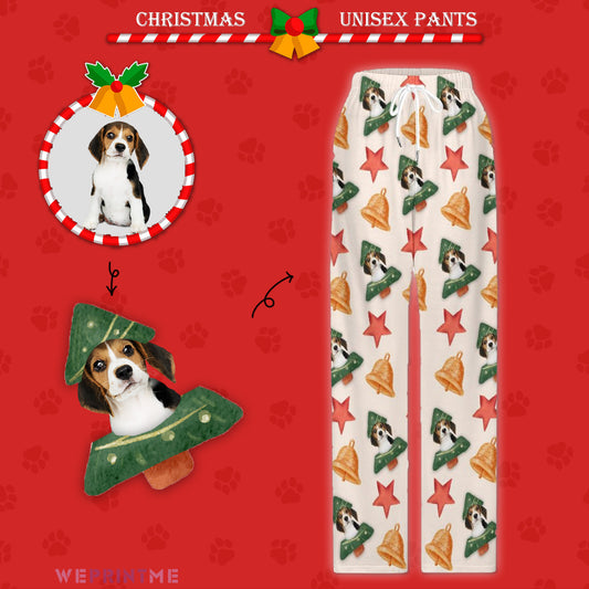 Custom Pet Face Pajama Pants Santa Tree Christmas Pants