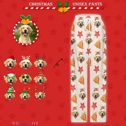 Custom Pet Face Pajama Pants Stars Christmas Pants