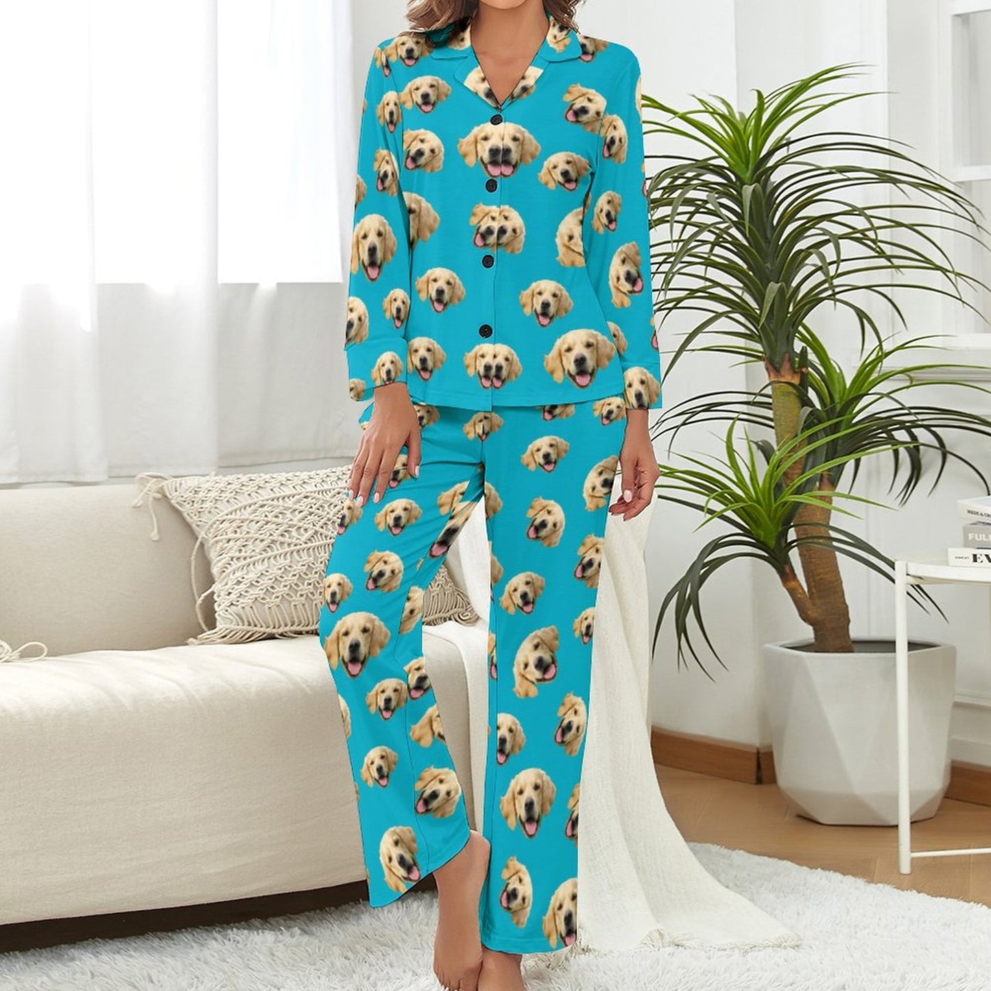 Personalized Pet Pajamas Pet Everywhere Women's Long Sleeve Pajama Set