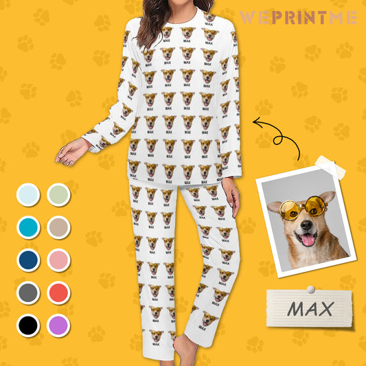 Personalized Pet Pajamas Multi Pet Women's Long Sleeve Pajamas