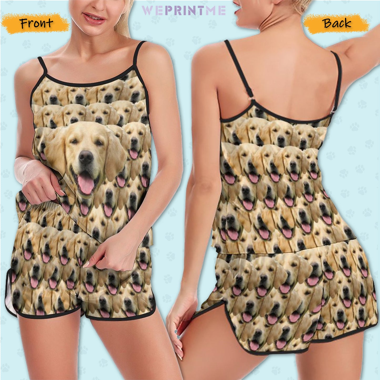 Personalized Pet Pajamas Seamless Face Women's Cami Pajama Set