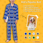 Custom Pet Face Stripe Button-Down Kids Pajama Set