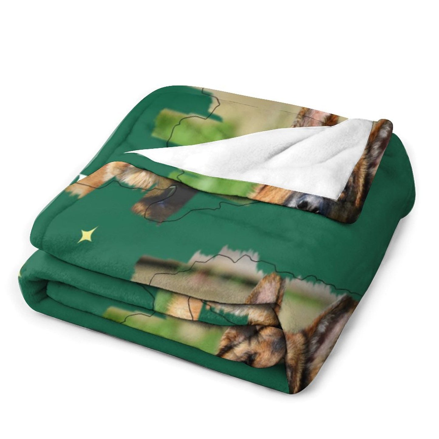 Custom Pet Photo Green Stars Fleece Blanket