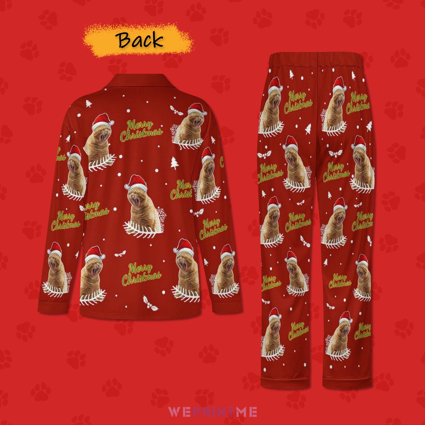 Custom Pet Face Merry Christmas Matching Pajamas