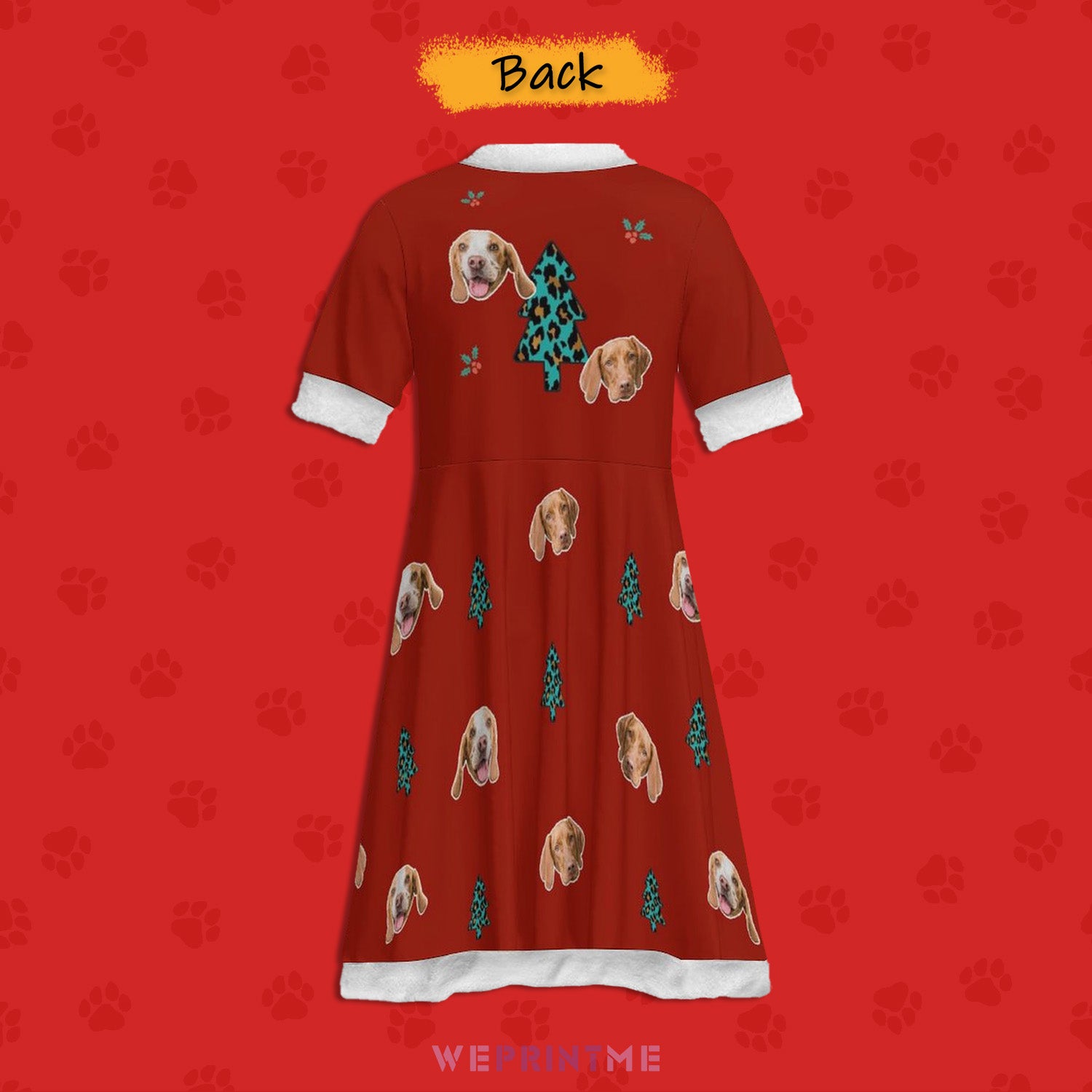 Custom Pet Face Trees Girls Dress-Back-WEPRINTME