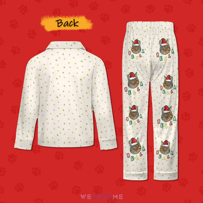 Custom Pet Face Christmas Tree Kids Pajamas