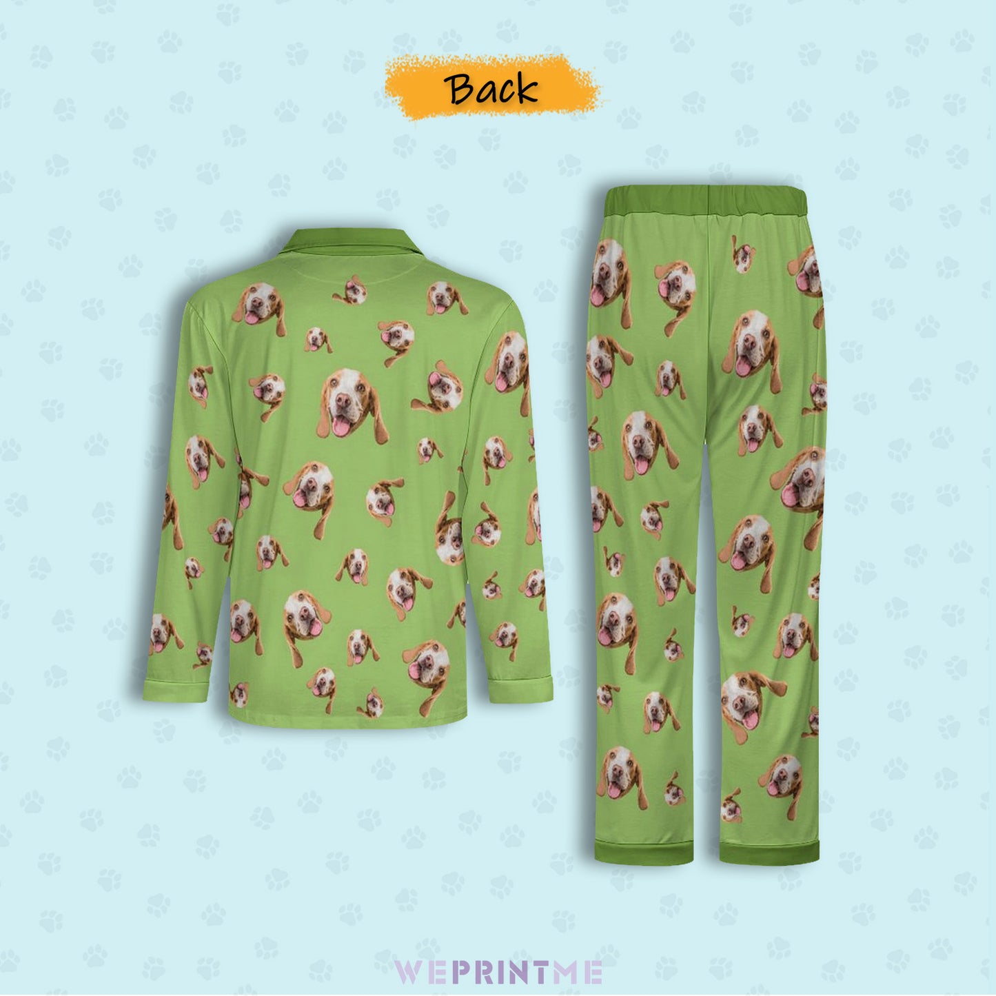 Custom Pet Face Pet Everywhere Men's Cotton Long Pajama Set