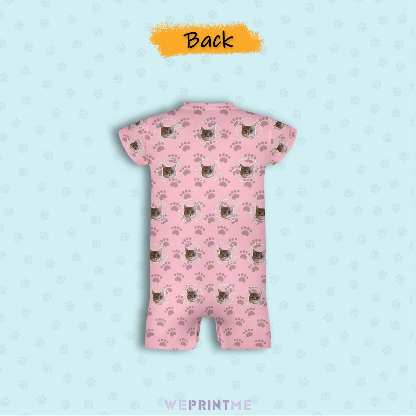 Custom Pet Face and Name Circle Baby Romper