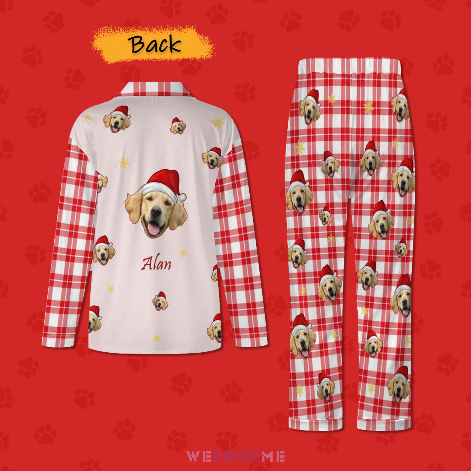 Custom Pet Face Play Outside Women Long Pajama-Back-WEPRINTME