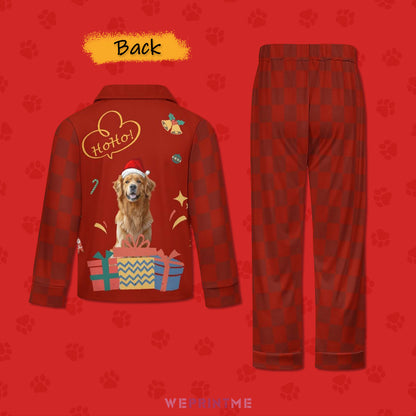 Custom Pet Face Gift Back Kids Christmas Pajamas-Back-WEPRINTME