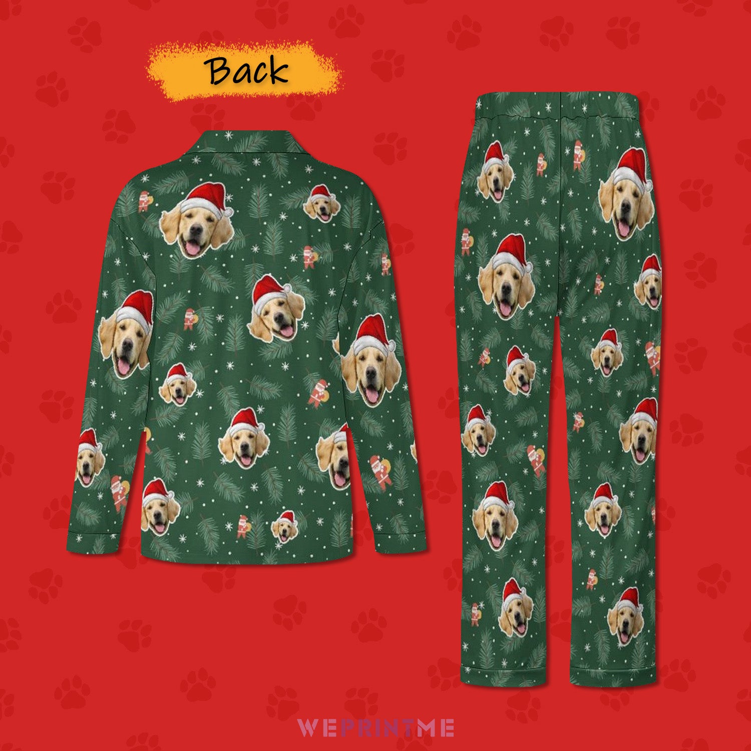 Custom Pet Face Christmas Deer Women Long Pajamas-Back-WEPRINTME