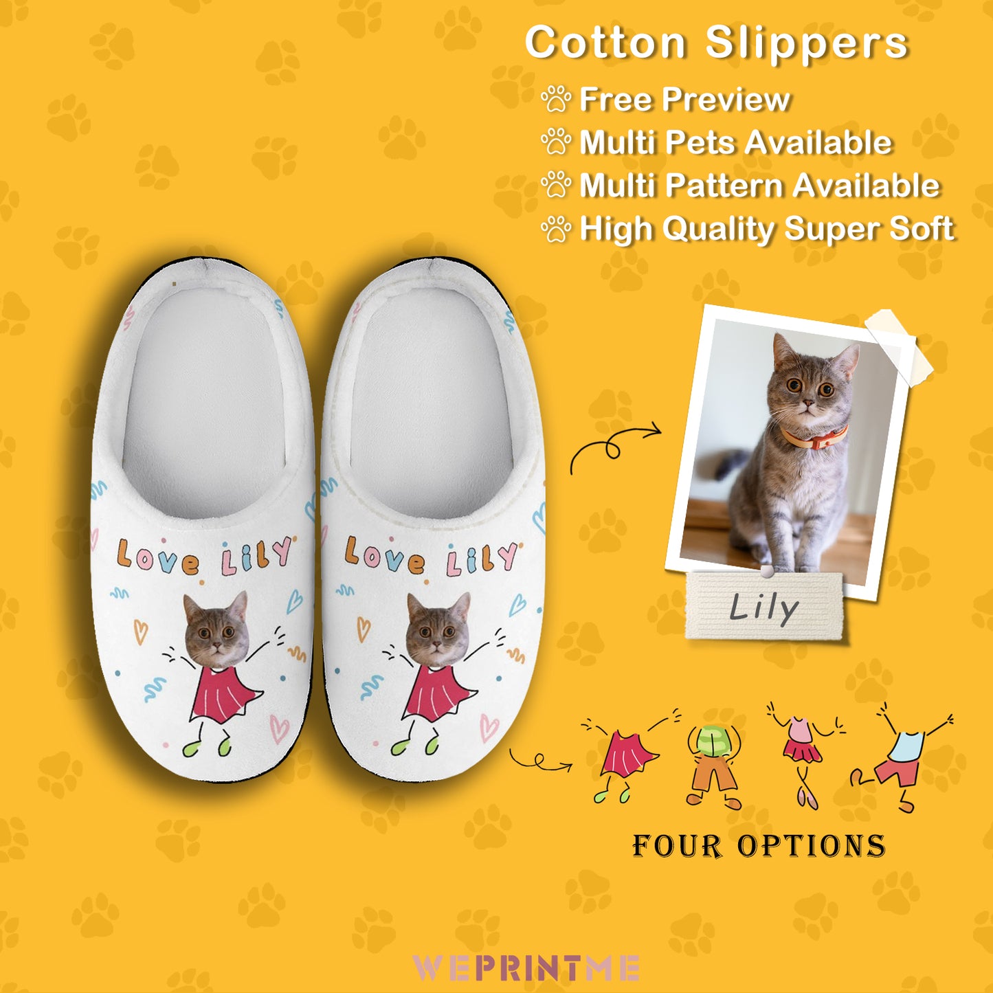 Custom Pet Face Cute Pet Cartoon Cotton Slippers