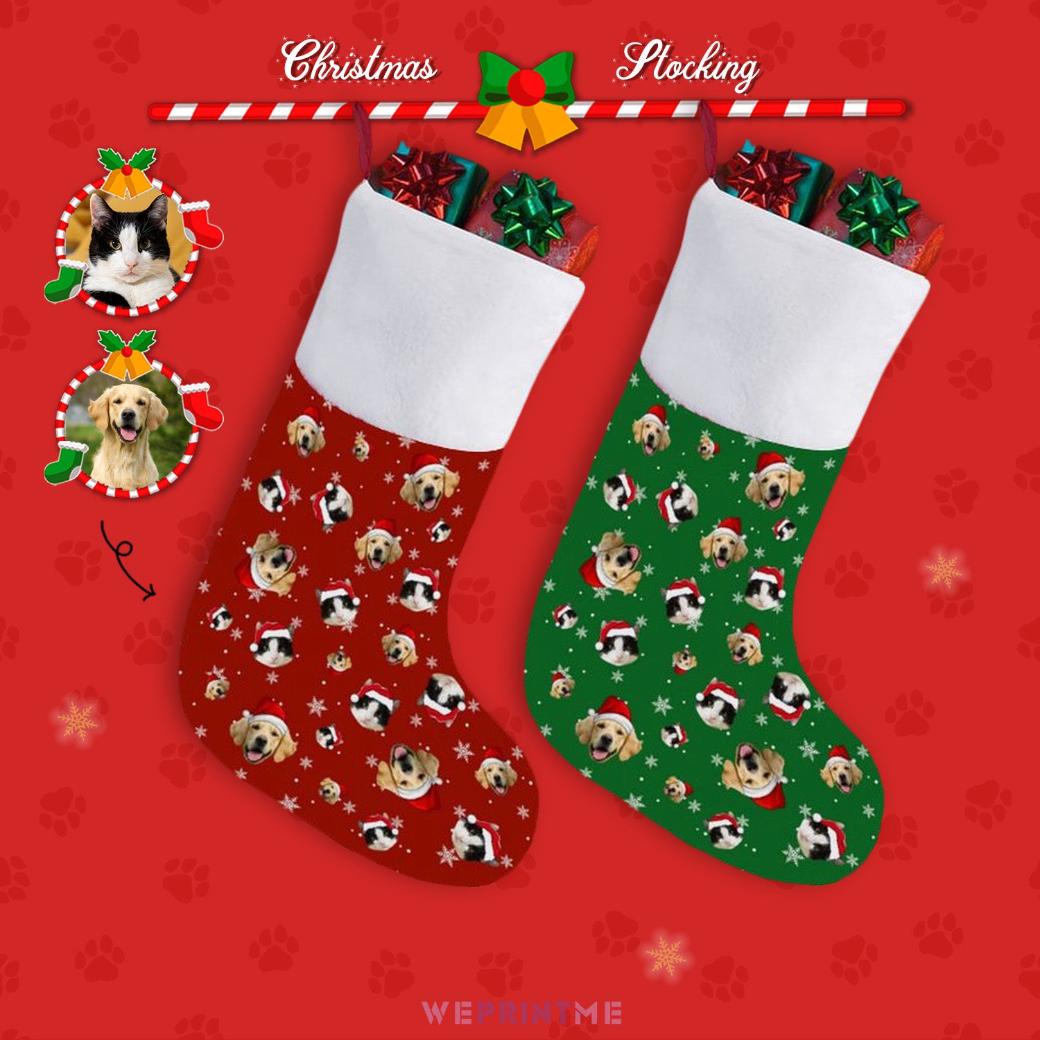 Personalized Pet Face Classic Christmas Stockings-WEPRINTME-1