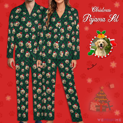 Custom Pet Face Christmas Couple Matching Pajamas-Main3-WEPRINTME