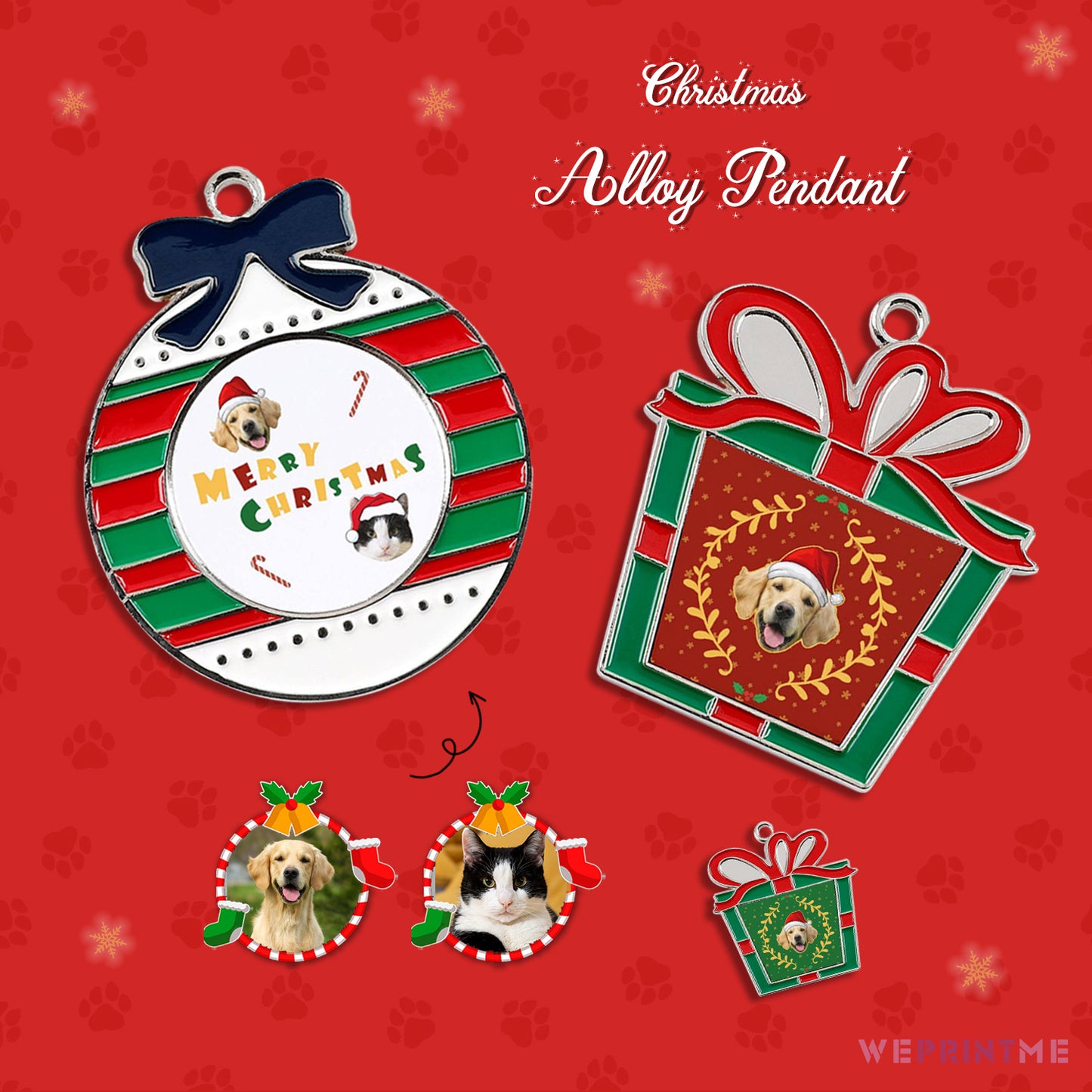 Personalized Pet Face Alloy Christmas Ornaments-WEPRINTME-1