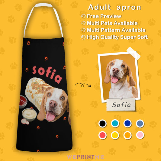 Custom Pet Face and Name Mexican Burrito Apron