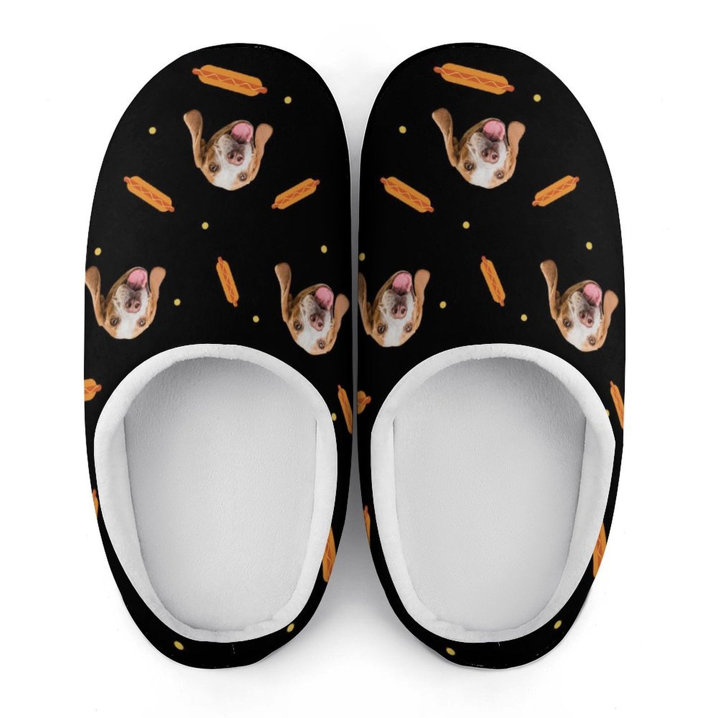 Custom Pet Face Hot Dog Cotton Slippers