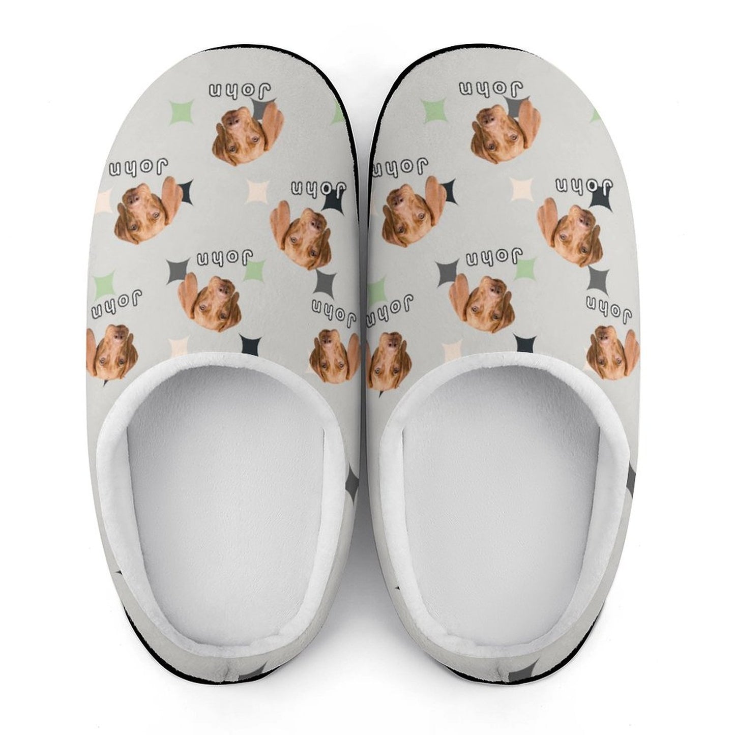 Custom Pet Face and Name Stars Cotton Slippers