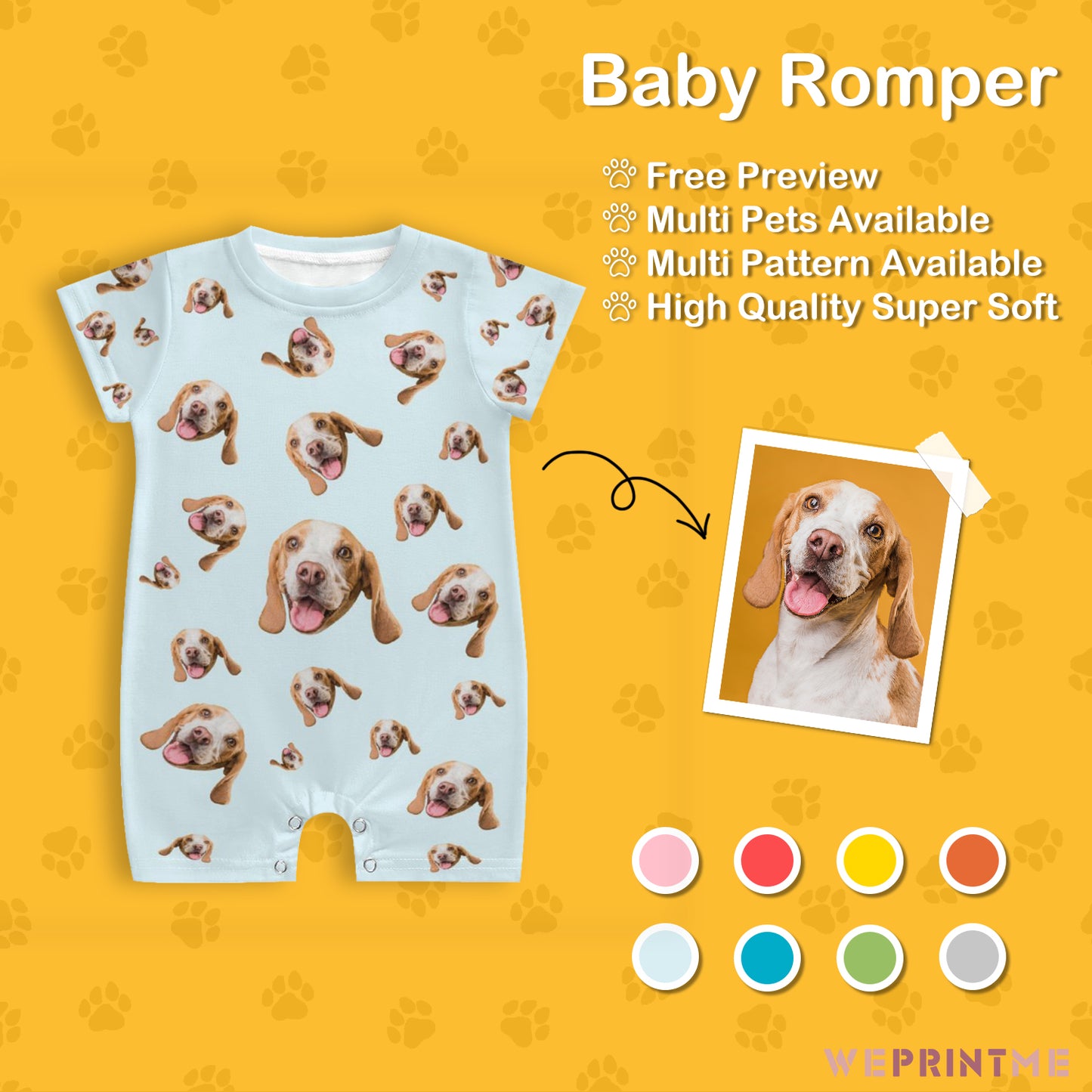 Custom Pet Face Pets Everywhere Baby Romper