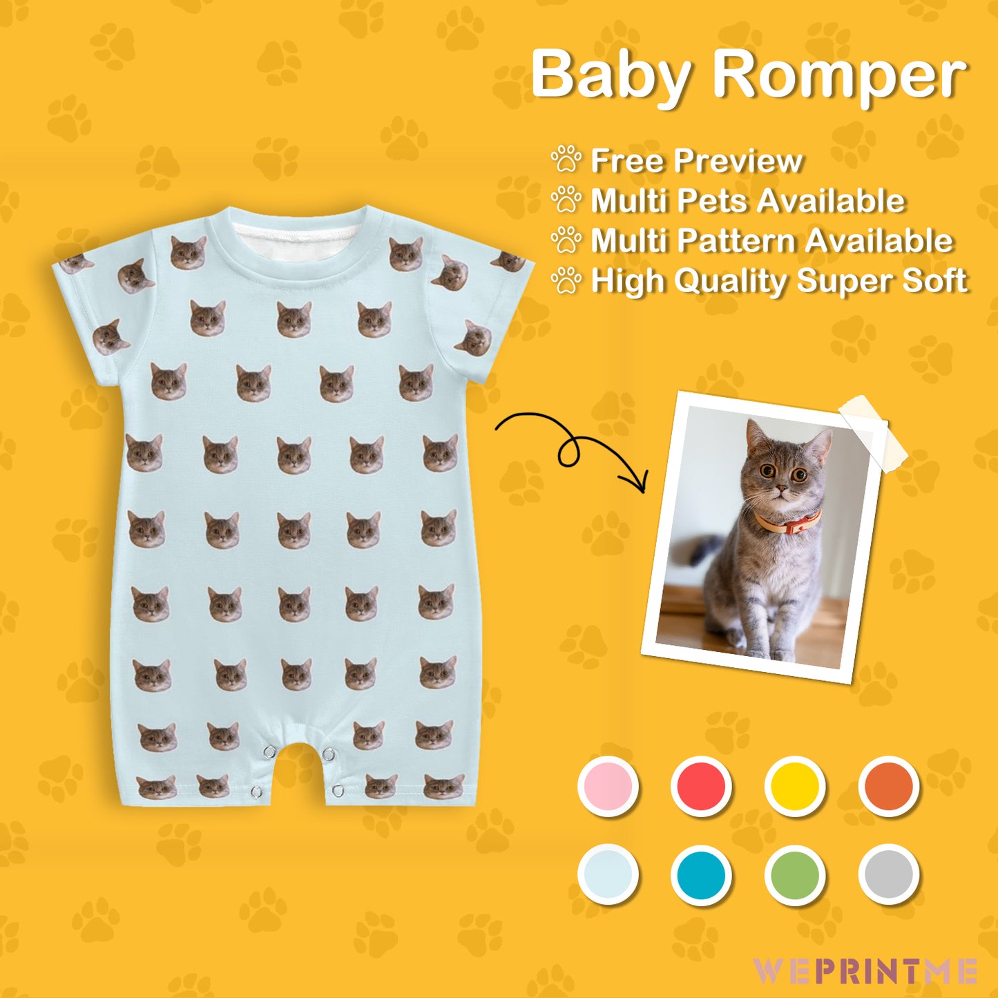 Custom Pet Face Lovely Baby Romper