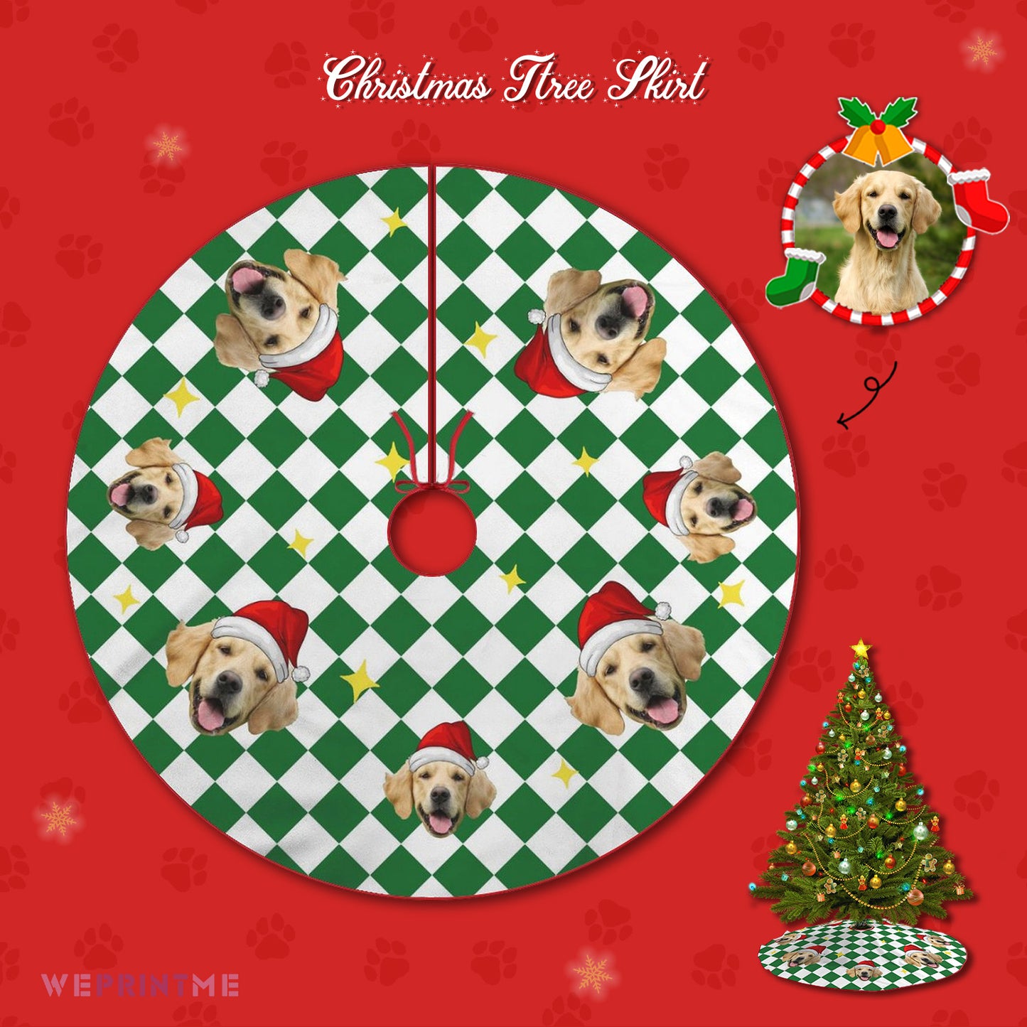 Personalized Pet Face Christmas Tree Skirt-WEPRINTME-16