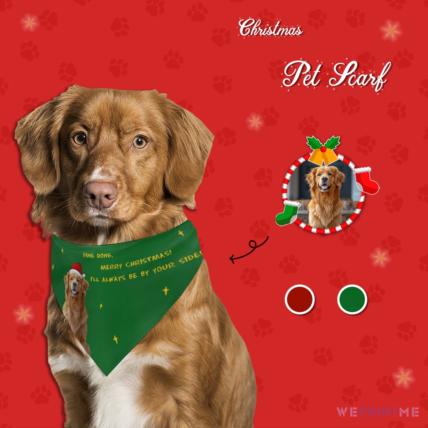 Custom Pet Scarf Petful Christmas Personalized Dog Bandana-WEPRINTME-10