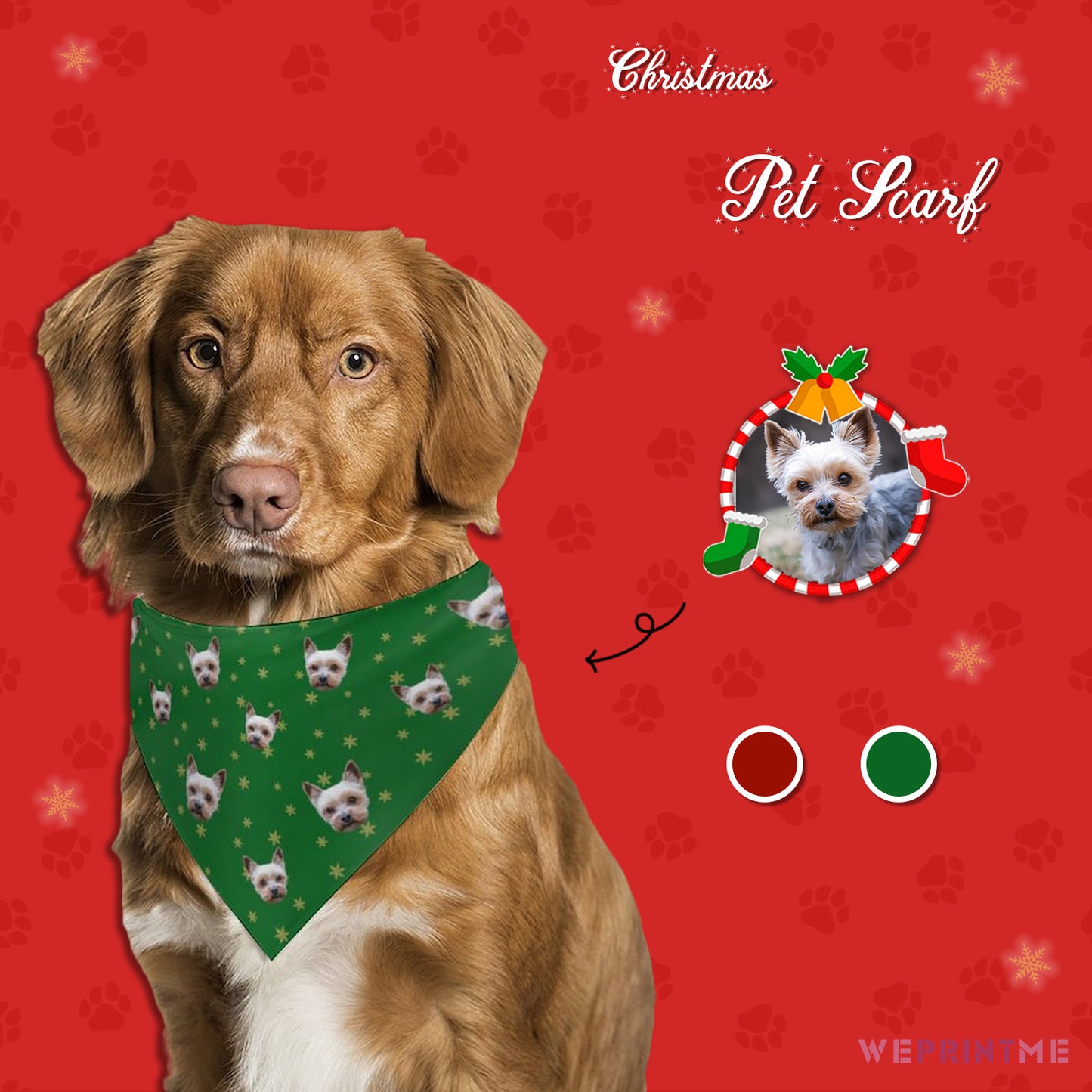 Custom Pet Scarf Christmas Pet Face Bandana-WEPRINTME-9