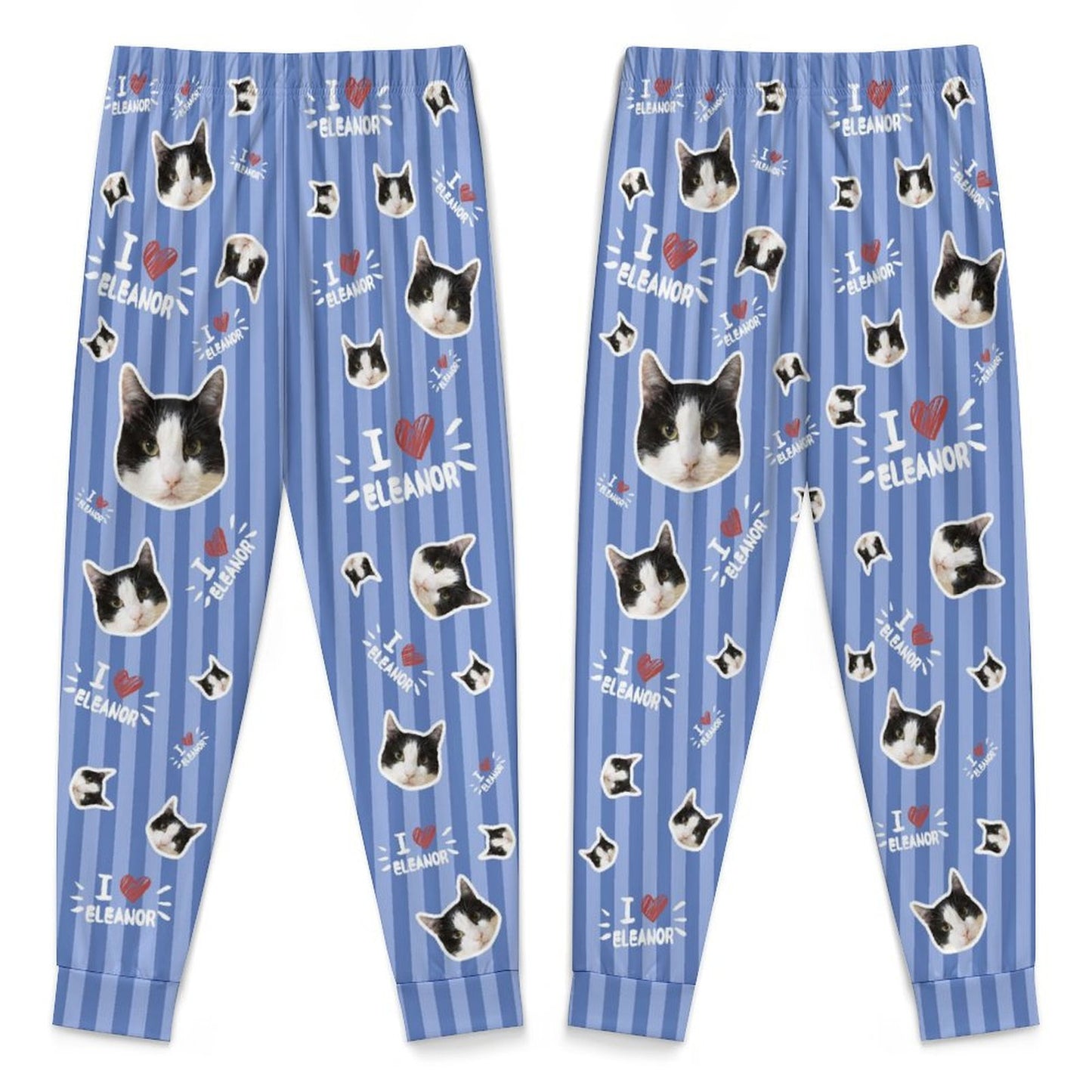 Custom Pet Face Sripe Kids Pajama Set