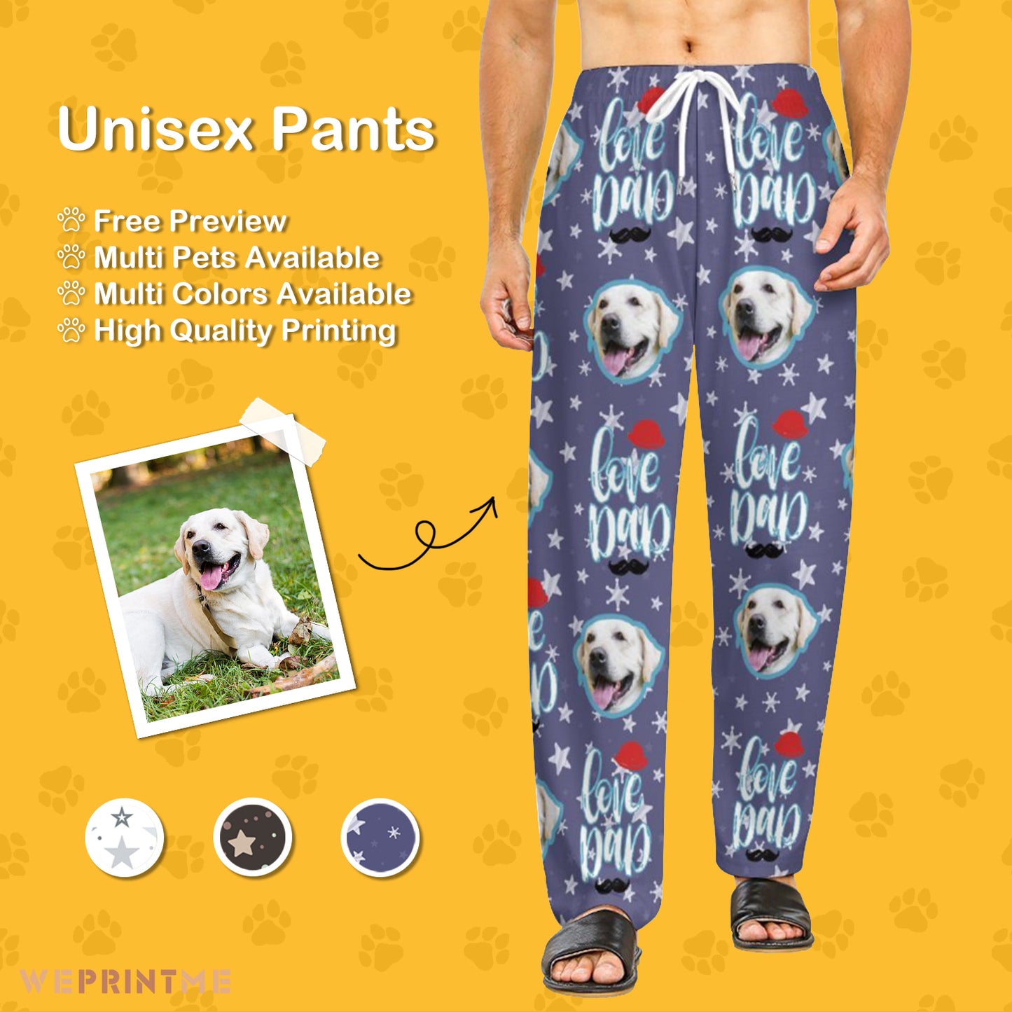 Personalized Pet Pants Face Love Dad Unisex Pajama Pants