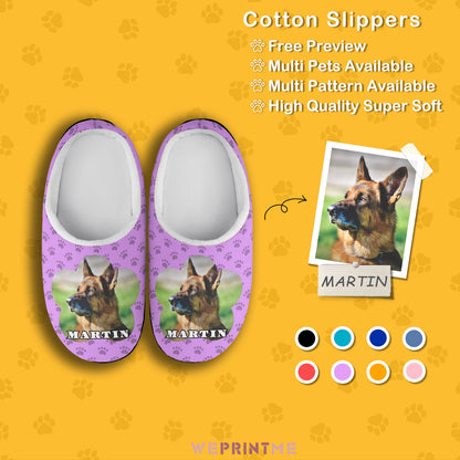 Custom Pet Photo and Name Paws Cotton Slippers