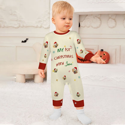 Custom Pet Face 1st Christmas Baby Onesie-Model-WEPRINTME