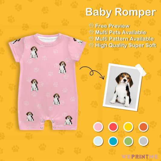 Custom Pet Face Pets and Paws Baby Romper