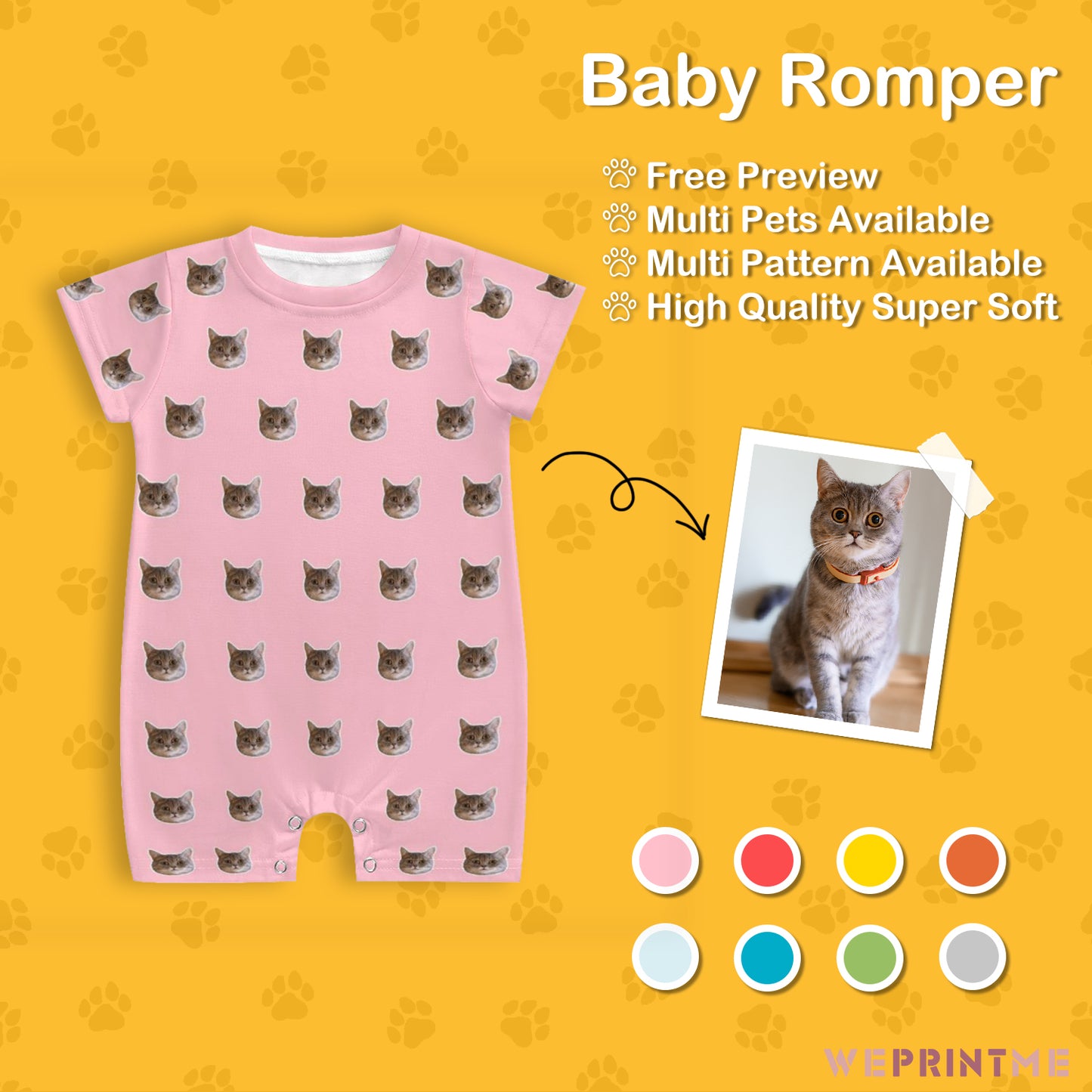 Custom Pet Face Lovely Baby Romper