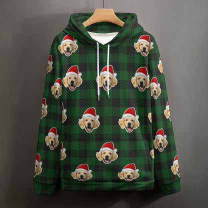 WEPRINTMEHoodieCustom Pet Face Hoodies Santa Red Plaid Hoodies