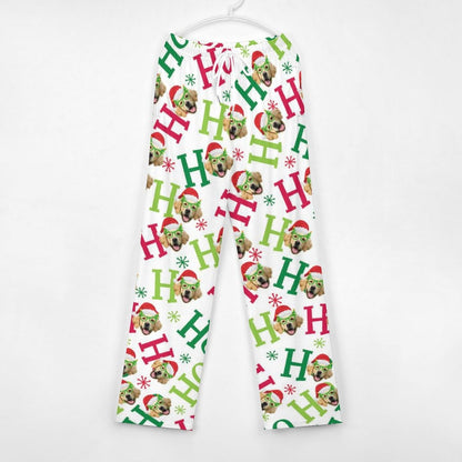 WEPRINTMEPajama PantsCustom Pet Face Pajama Pants HO HO HO Christmas Pants