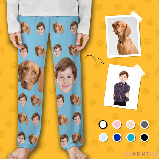 WEPRINTMEPajama PantsCustom Pet Kids Pants Kid and Pets Face Pajama Pants