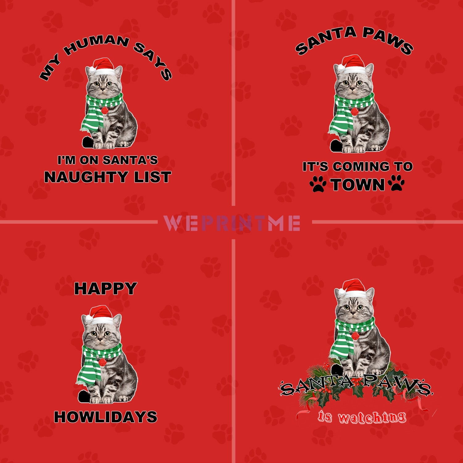 WEPRINTMEPajamasCustom Pet Face Funny Christmas Pajama Set