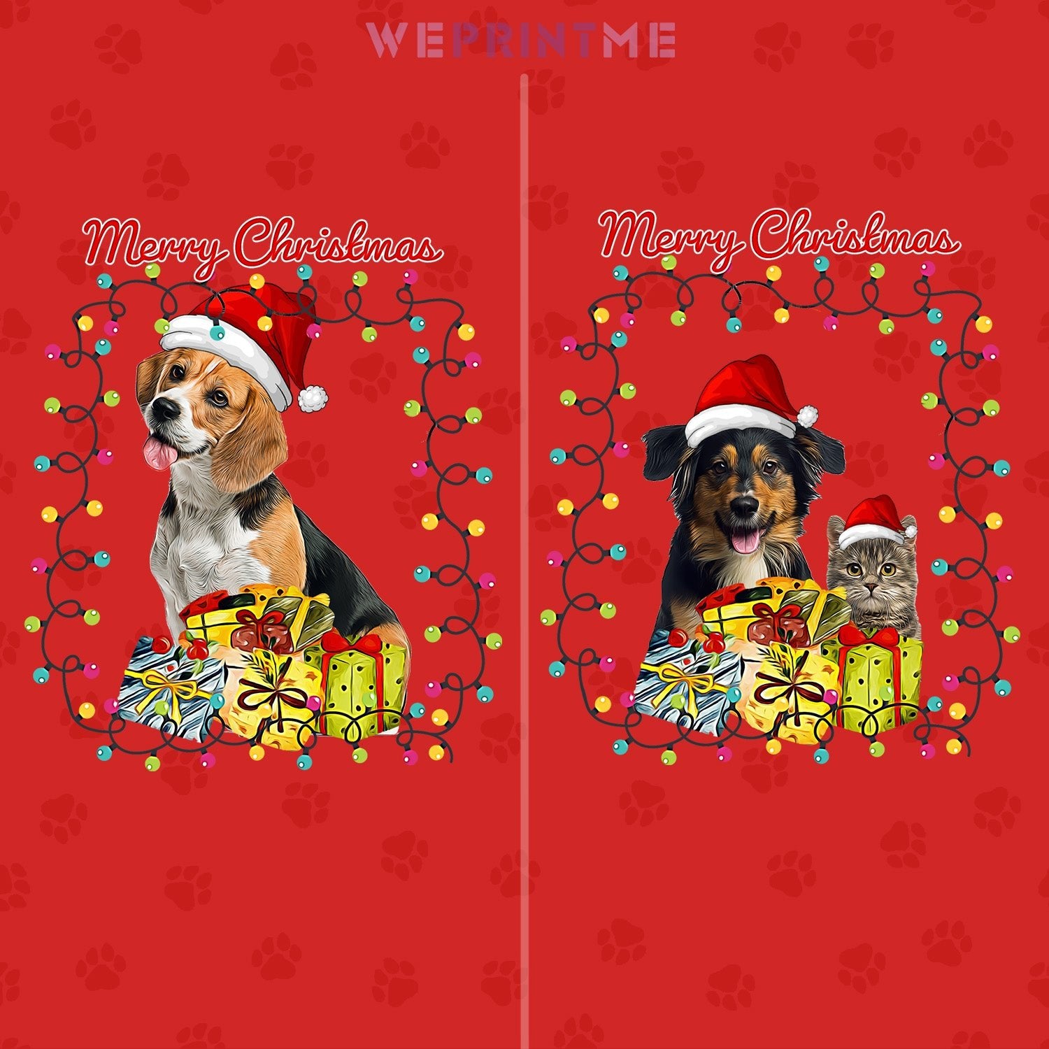 WEPRINTMEPajamasCustom Pet Face Santa Light Christmas Pajamas