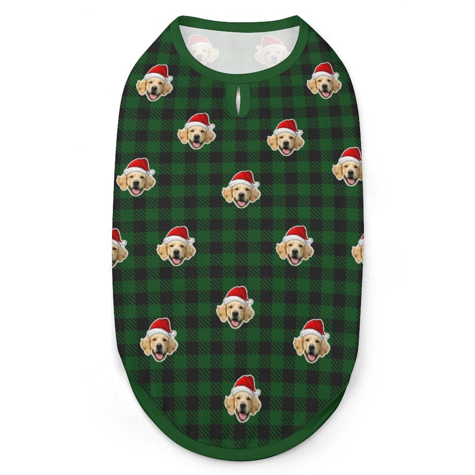 WEPRINTMEPet ClothesCustom Pet Face Pet Vest Santa Red Plaid Dog Vest